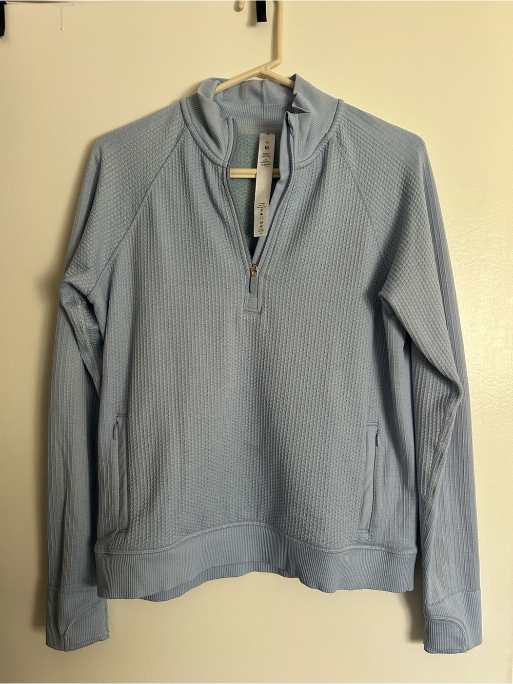 lululemon athletica Light Blue Half-Zip Waffle Knit Pullover
